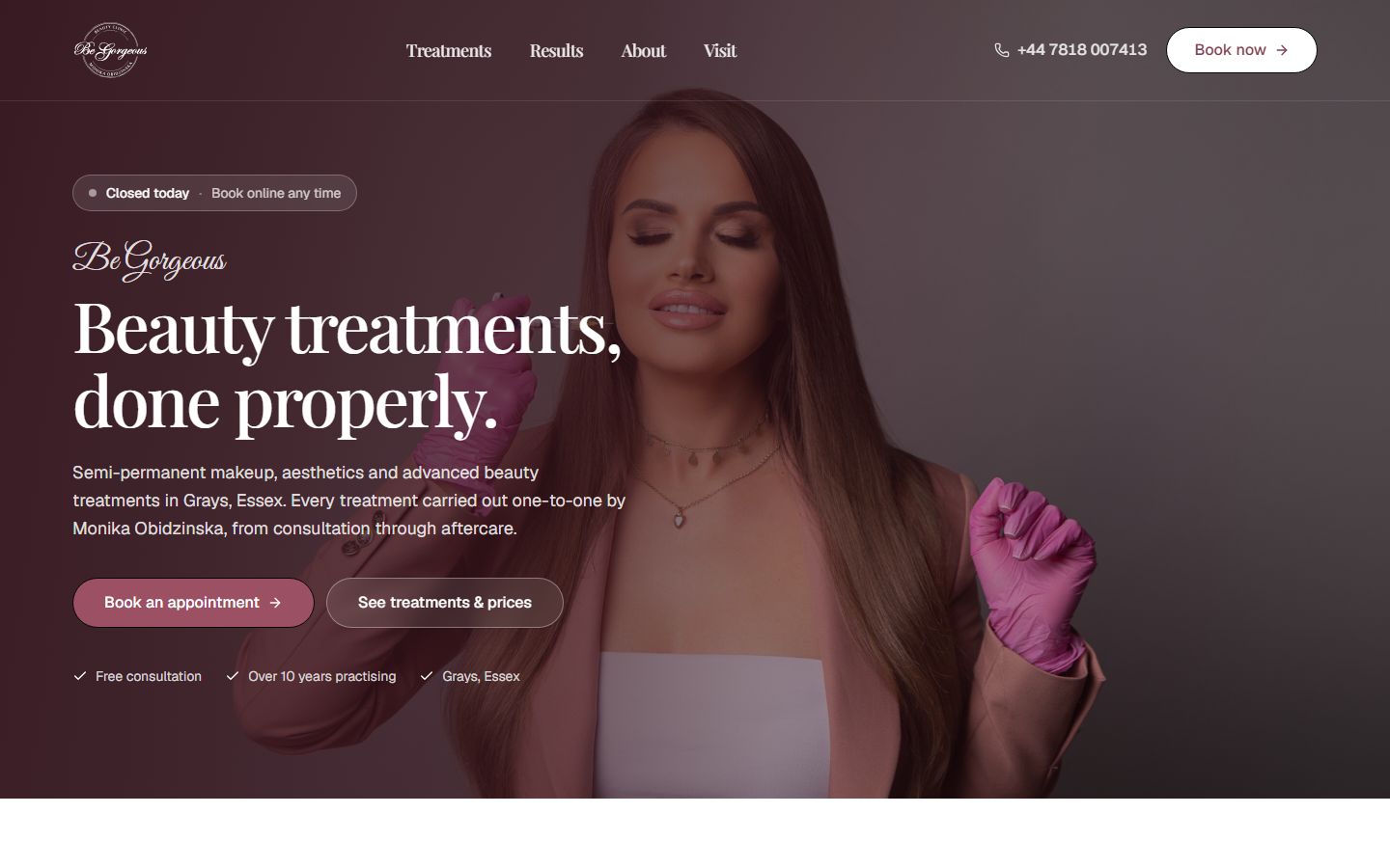 Be Gorgeous by Monika salon website